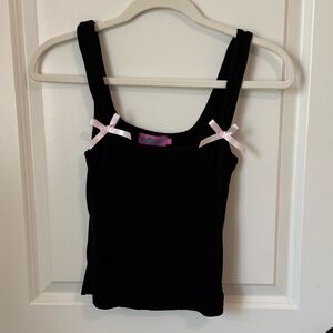 Edikted Black Tank with Pink Bow Accents
